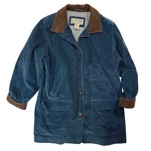 Vintage L.L. Bean Corduroy Barn Work Coat Chore Jacket Womens 2XL Blue